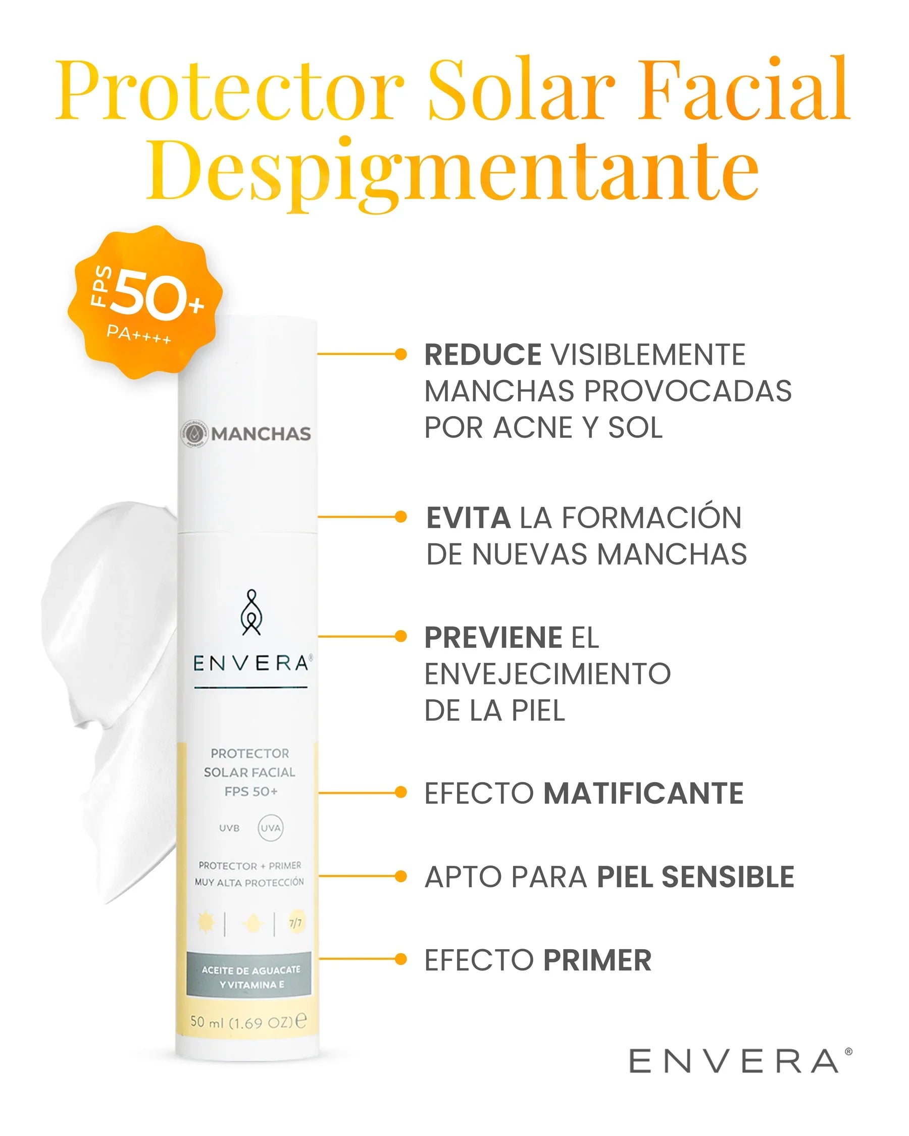 Protector Solar despigmentante FPS 50+ UVA/UBV