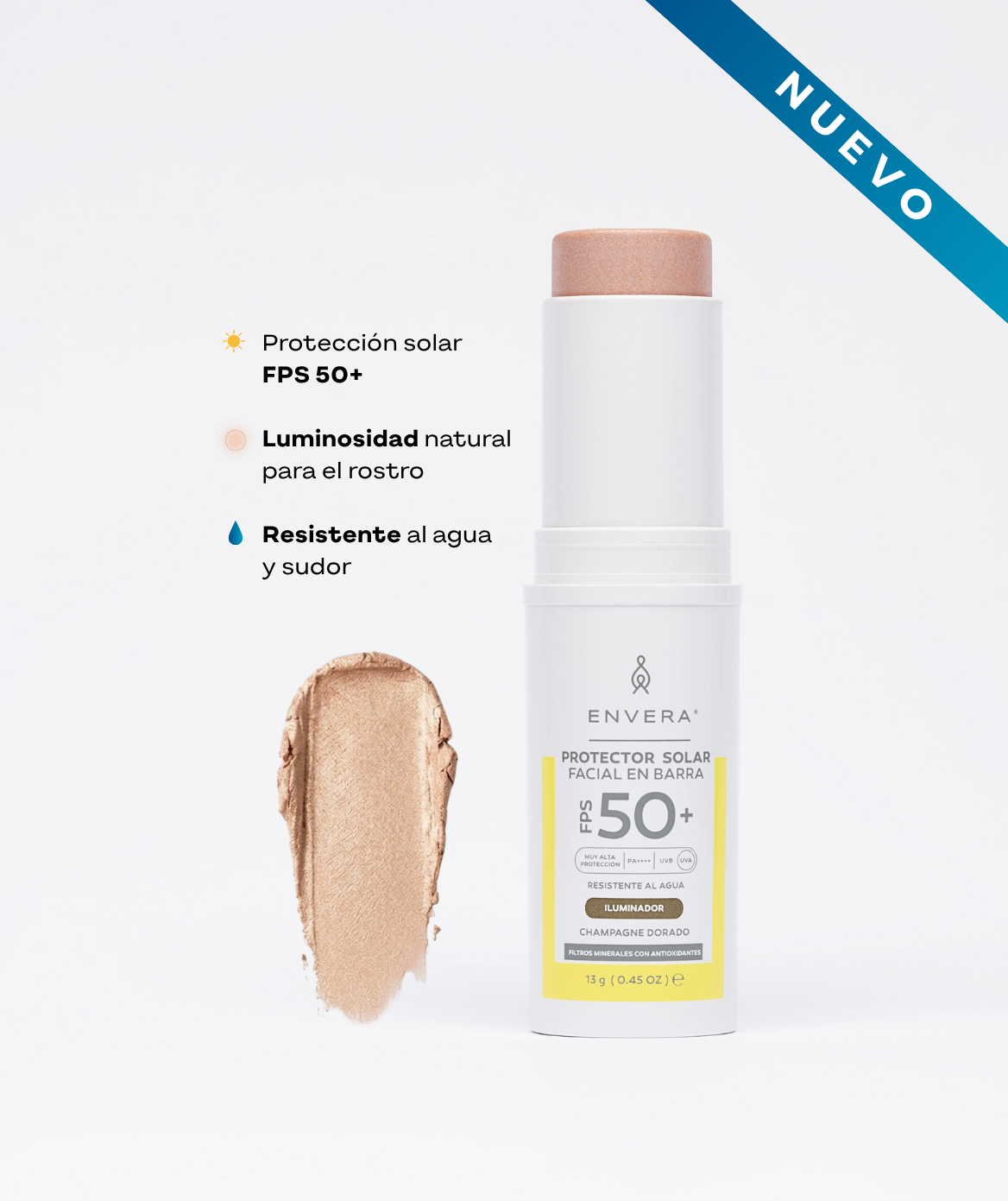 Protector Solar en barra con color (Peachy, Iluminador y Contorneador) FPS 50+ UVA/UVB, PA++++