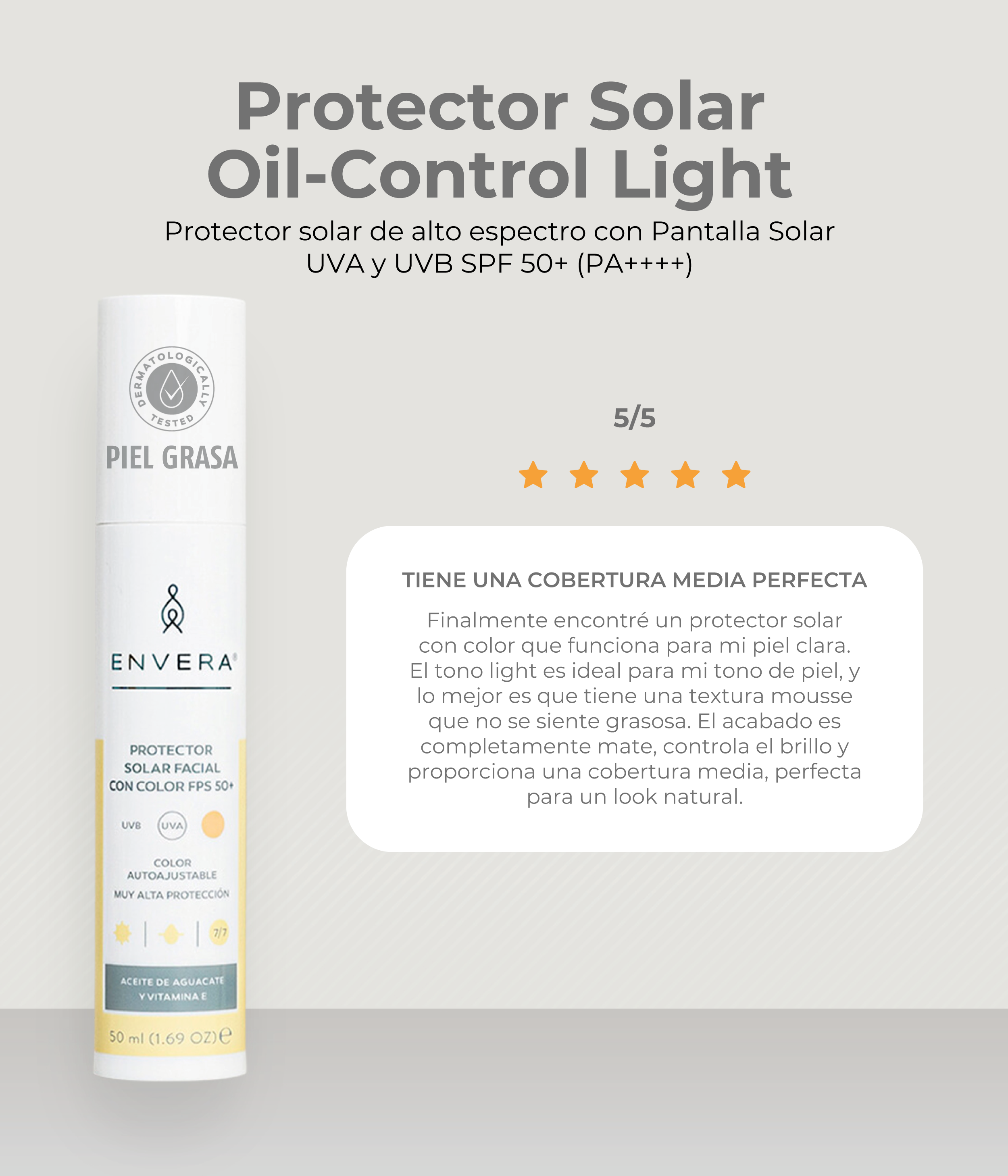 Protector Solar para Pieles Grasas FPS 50+ UVA/UVB